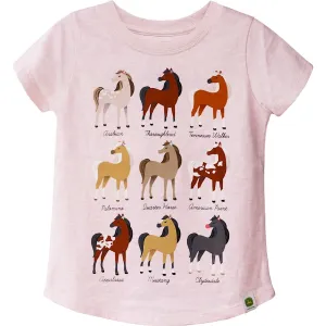 John Deere Toddler Horse Breeds Tee - Pink