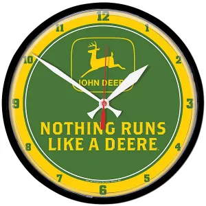 John Deere Wall Clock - Nothing Runs Like a Deere Retro Logo