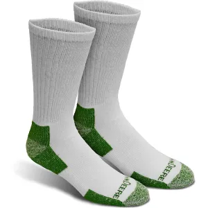 John Deere White/Green Crew 4 Pack Work Socks (Cotton Blend)