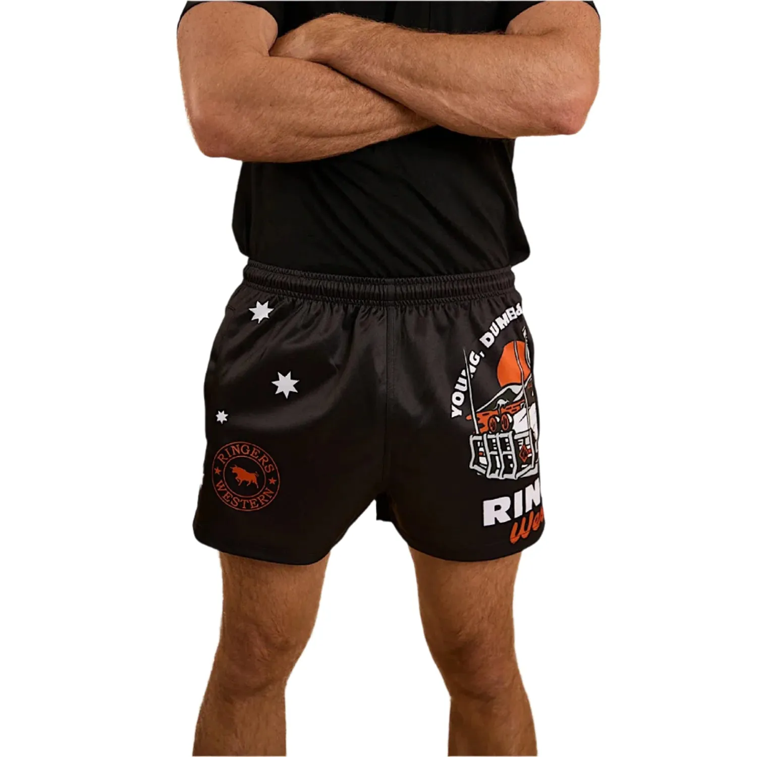 Ringers Western Footy Short Young and Dumb - Black / Orange