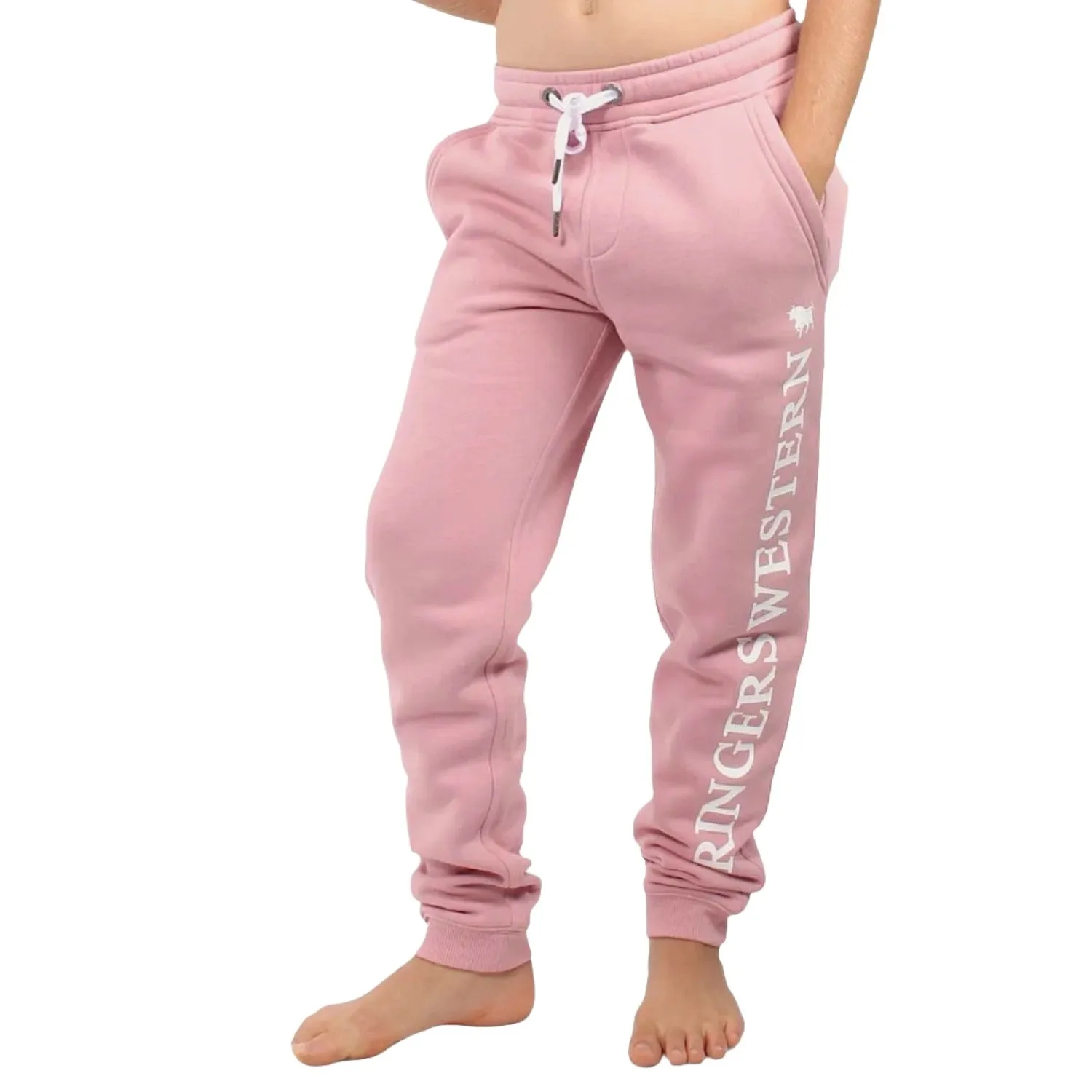 Ringers Western Kid's Durango Trackpants Rosey Pink With White Print