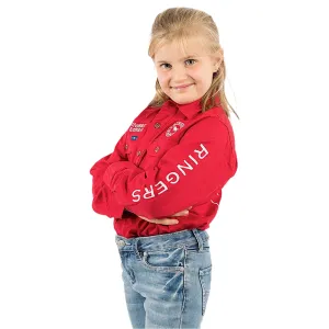Ringers Western Kid's Jackaroo Full Button Shirt - Dark Red / White