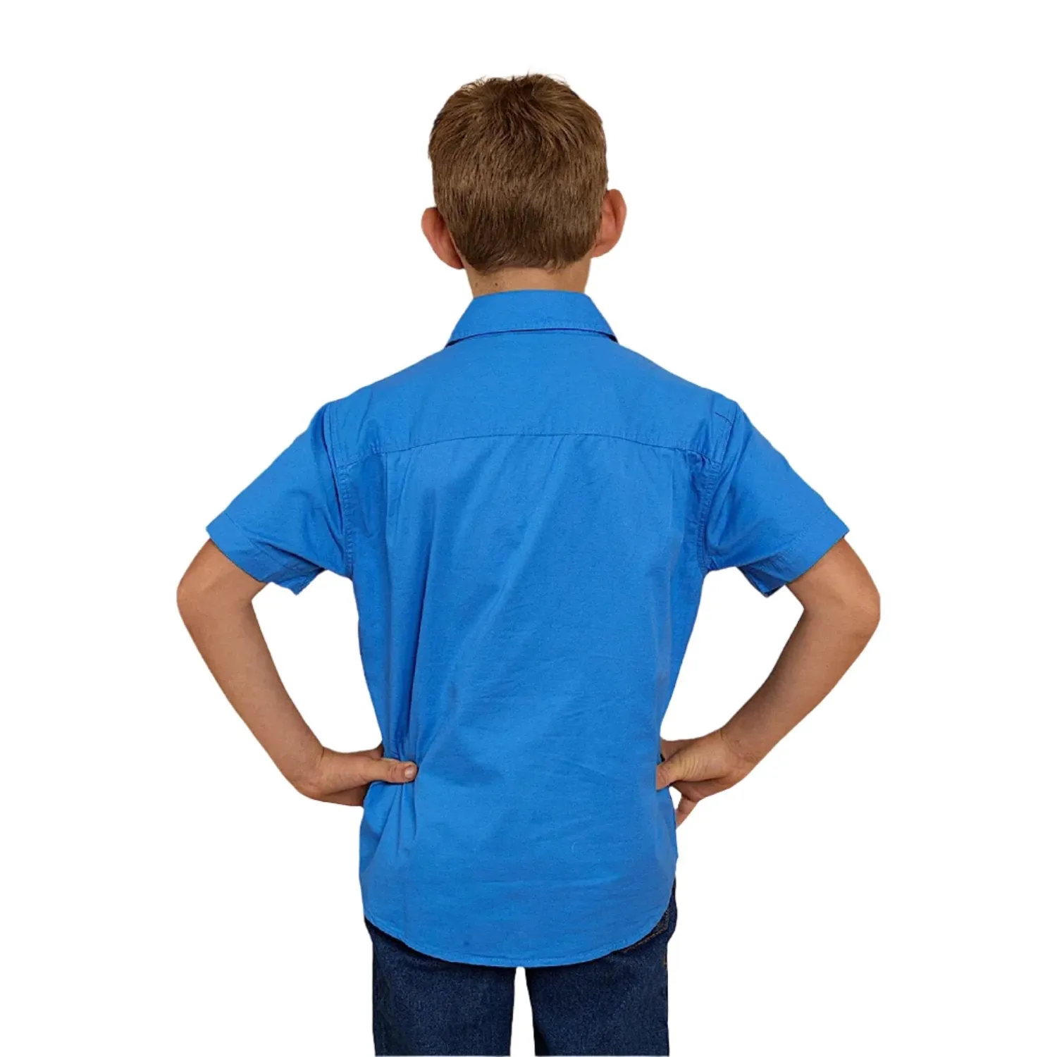 Ringers Western Kid's Ord River Half Button Shirt - Blue
