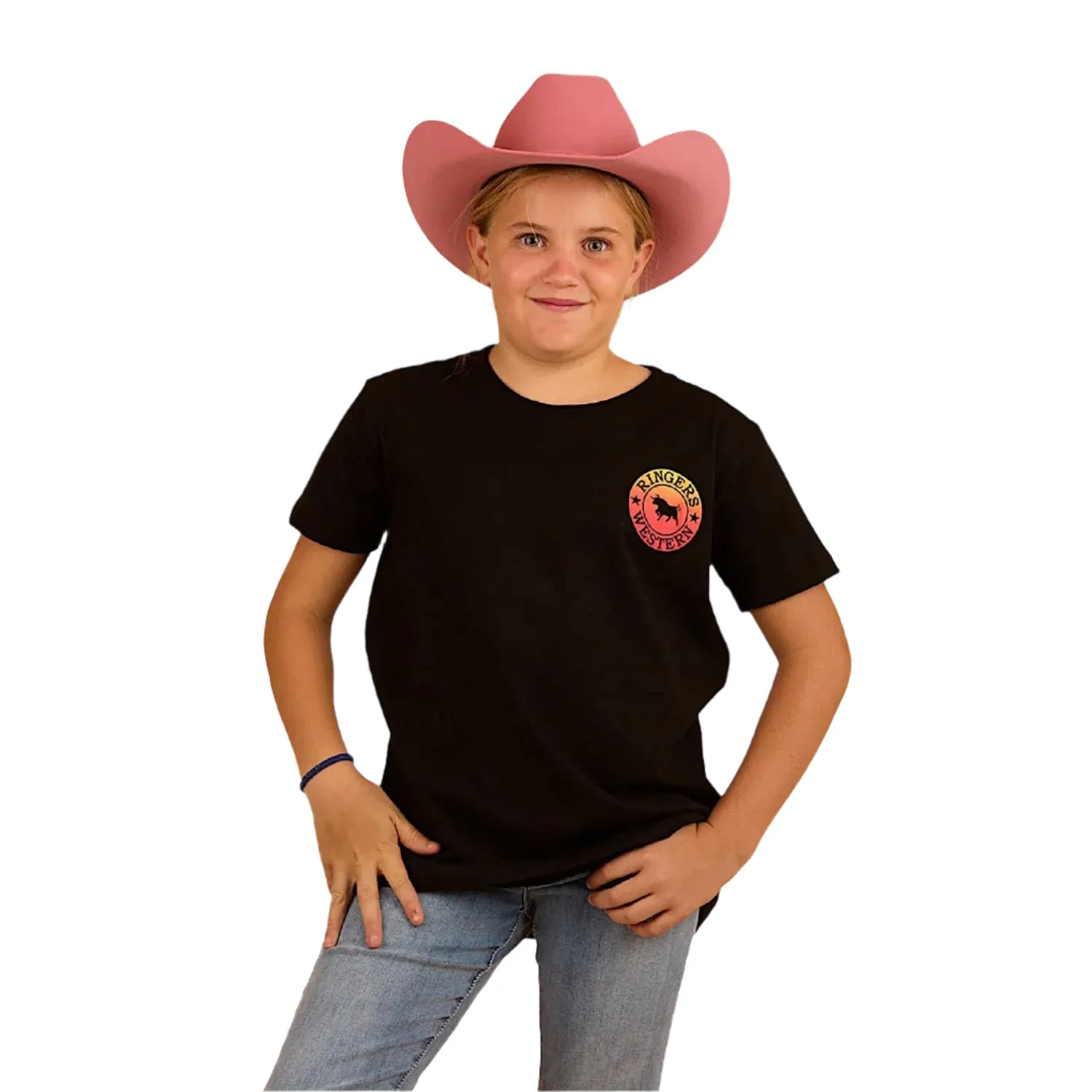 Ringers Western Kid's Signature Bull Classic Fit T-Shirt - Black Fade