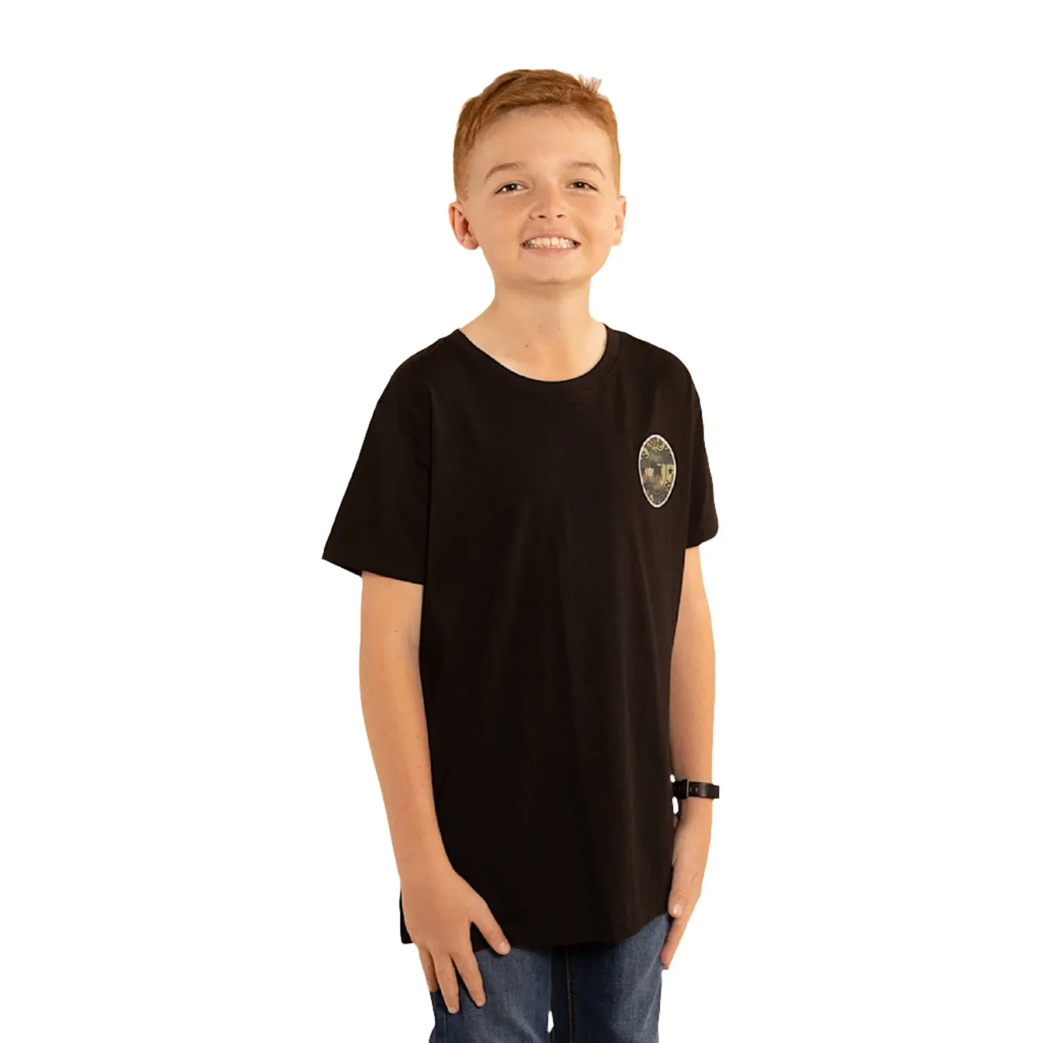 Ringers Western Kid's Signature Bull Classic Fit T-Shirt - Black With Camo Print