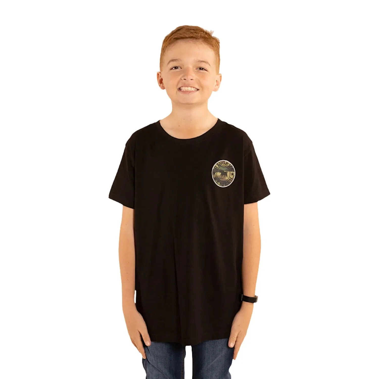 Ringers Western Kid's Signature Bull Classic Fit T-Shirt - Black With Camo Print