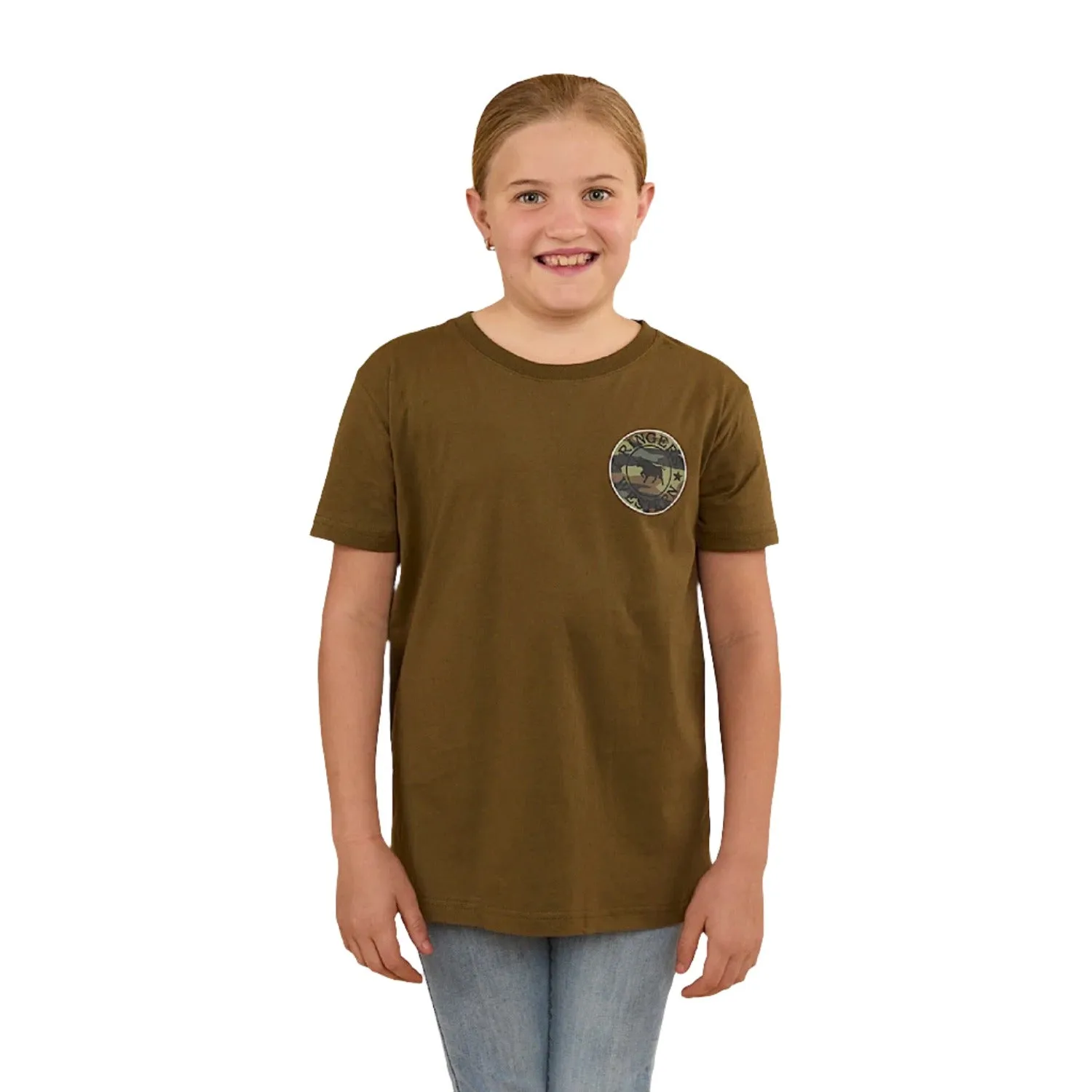 Ringers Western Kid's Signature Bull Classic Fit T-Shirt - Military Green / Camo