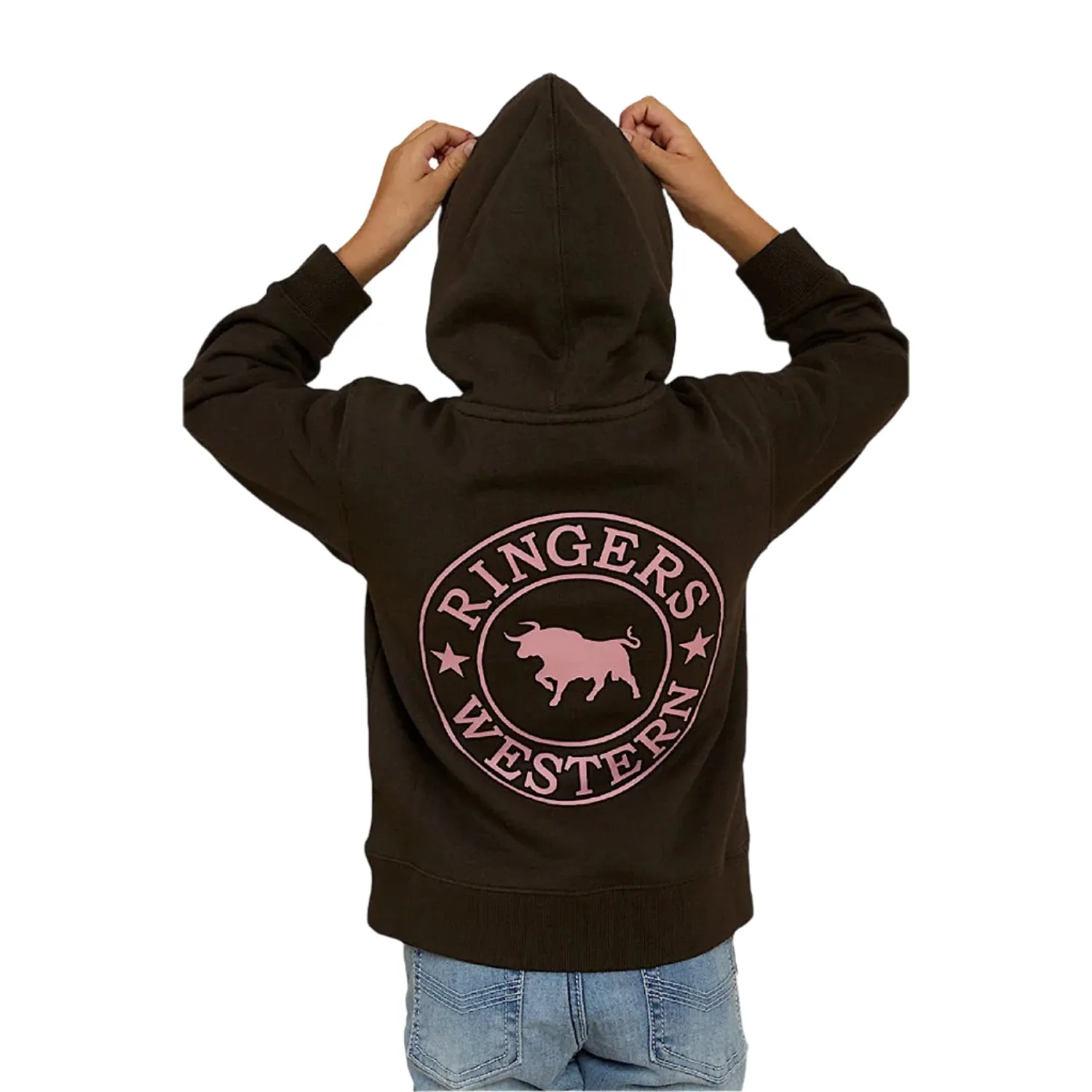 Ringers Western Kid's Signature Bull Hoodie - Charcoal / Rosey