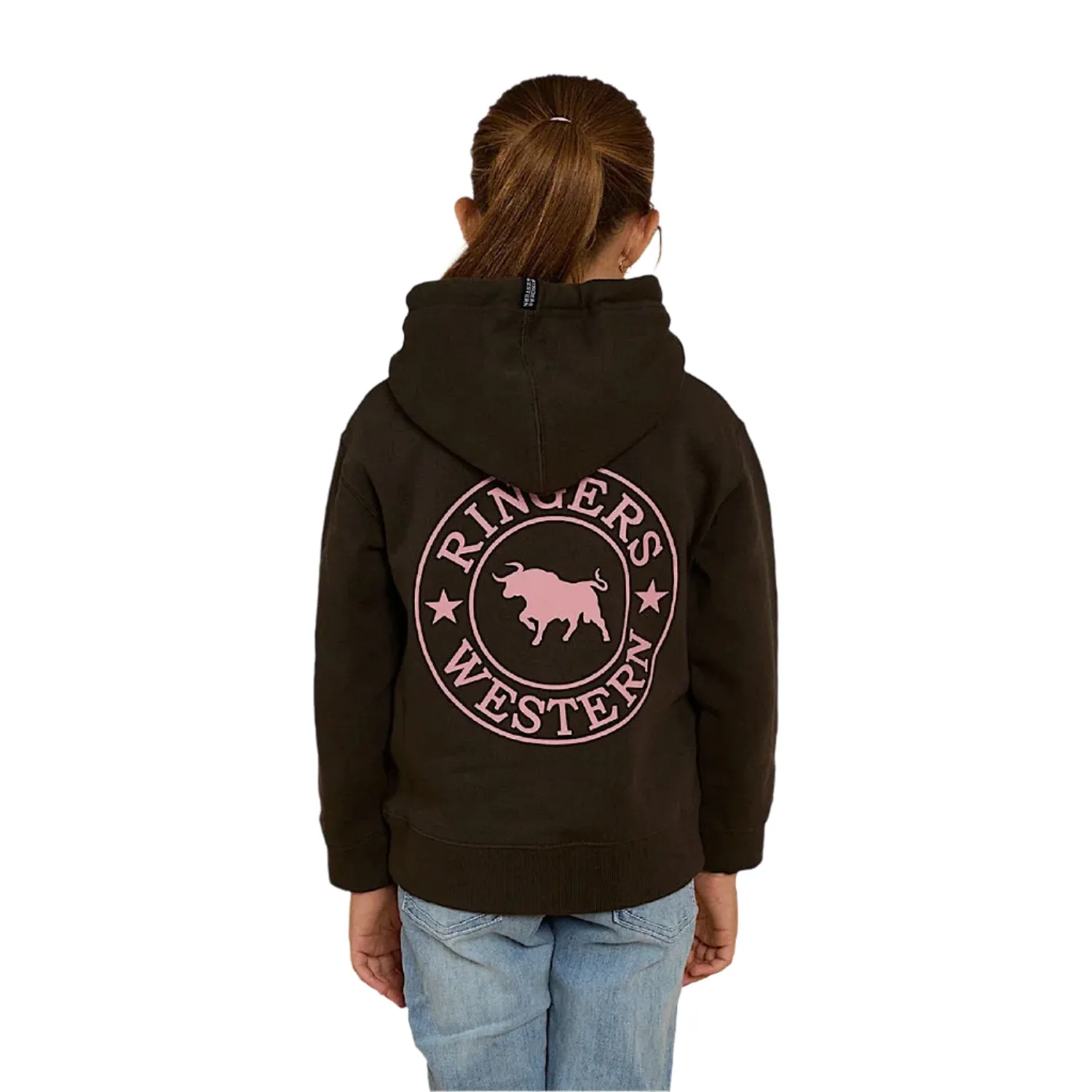 Ringers Western Kid's Signature Bull Hoodie - Charcoal / Rosey