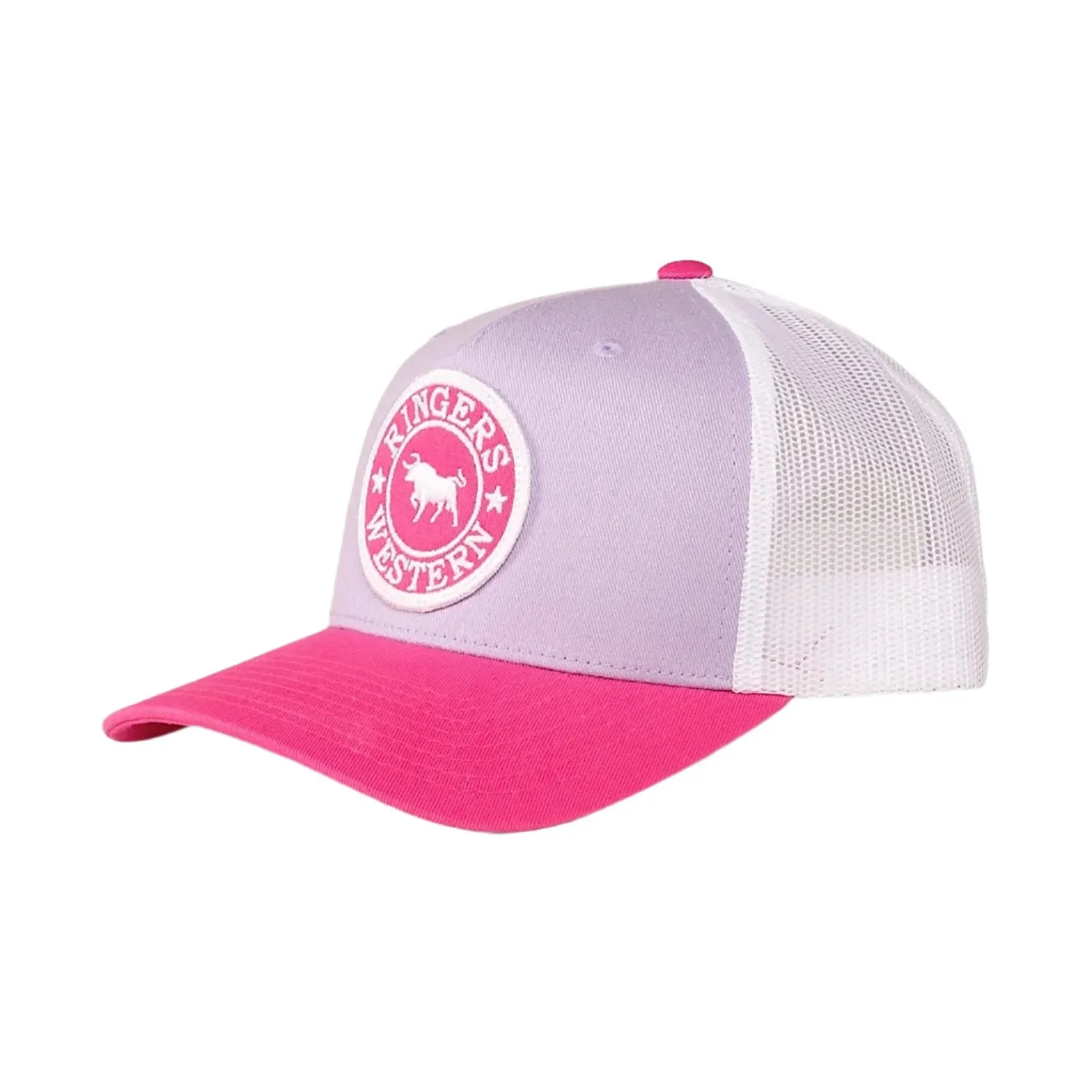 Ringers Western Kid's Signature Bull Trucker Cap - Lilac/Candy
