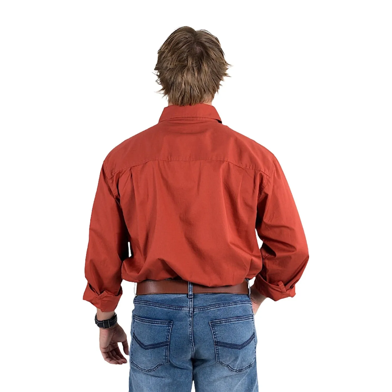 Ringers Western King River Men's Half Button Work Shirt - Terracotta