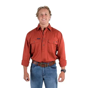 Ringers Western King River Men's Half Button Work Shirt - Terracotta
