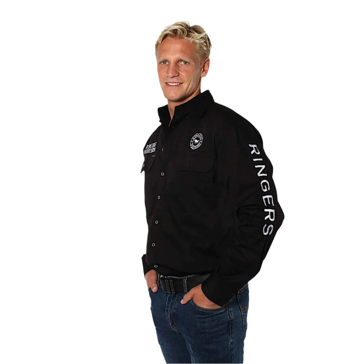 Ringers Western Men's Hawkeye Full Button Work Shirt - Black