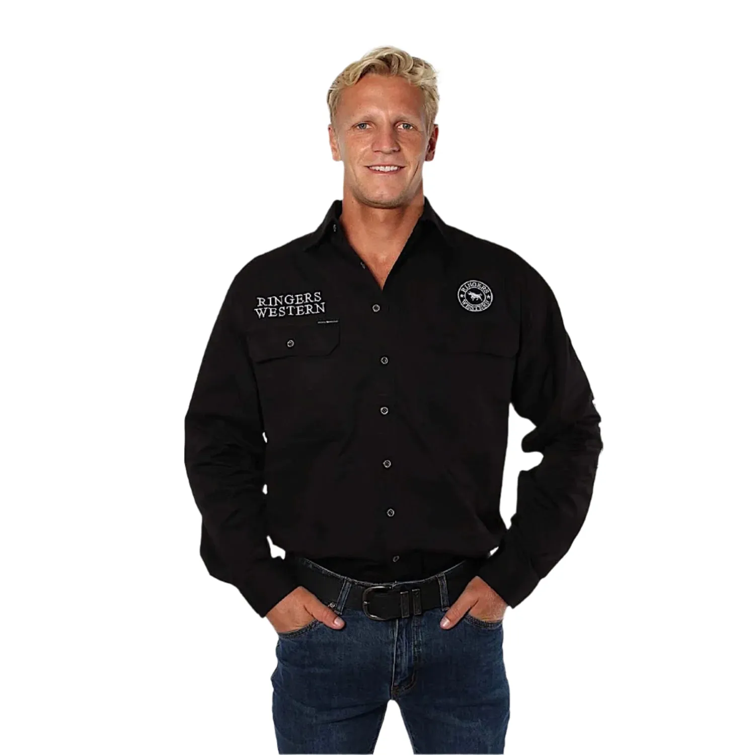 Ringers Western Men's Hawkeye Full Button Work Shirt - Black