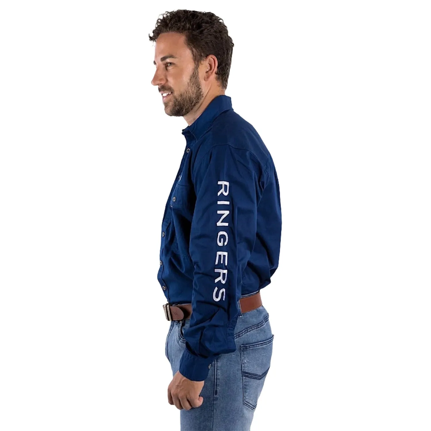 Ringers Western Men's Hawkeye Full Button Work Shirt - Navy/White