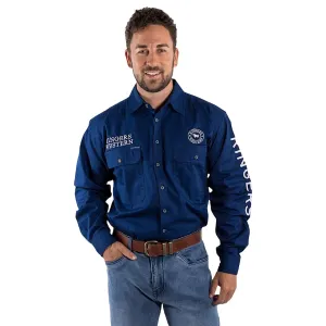Ringers Western Men's Hawkeye Full Button Work Shirt - Navy/White