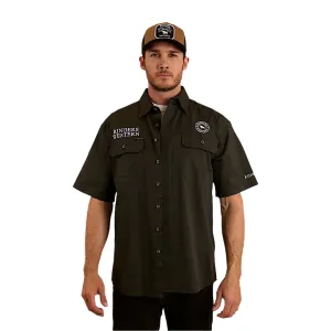 Ringers Western Men's Hawkeye Full Button Work Shirt Short Sleeve - Charcoal/White