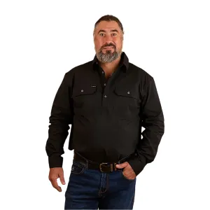 Ringers Western Men's King River Half Button Coolmax Work Shirt - Black