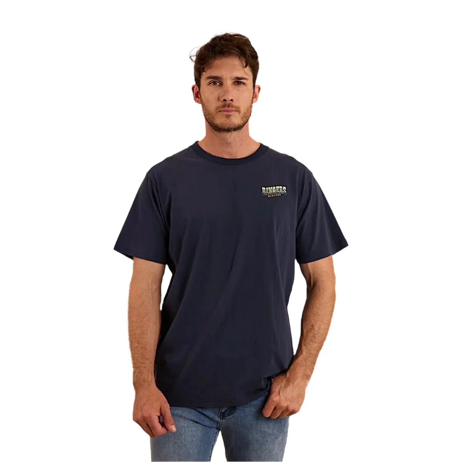 Ringers Western Men's Loose T-Shirt Buckin Barra - Navy