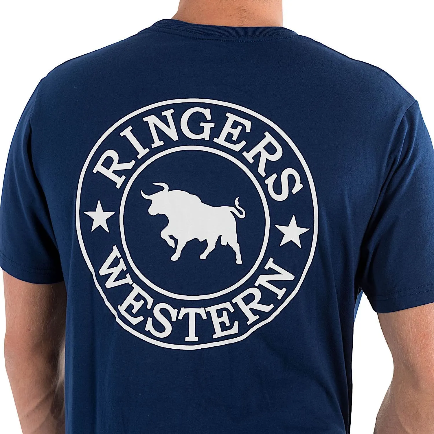 Ringers Western Men's  Signature Bull Classic Fit T-Shirt - Navy with White Print
