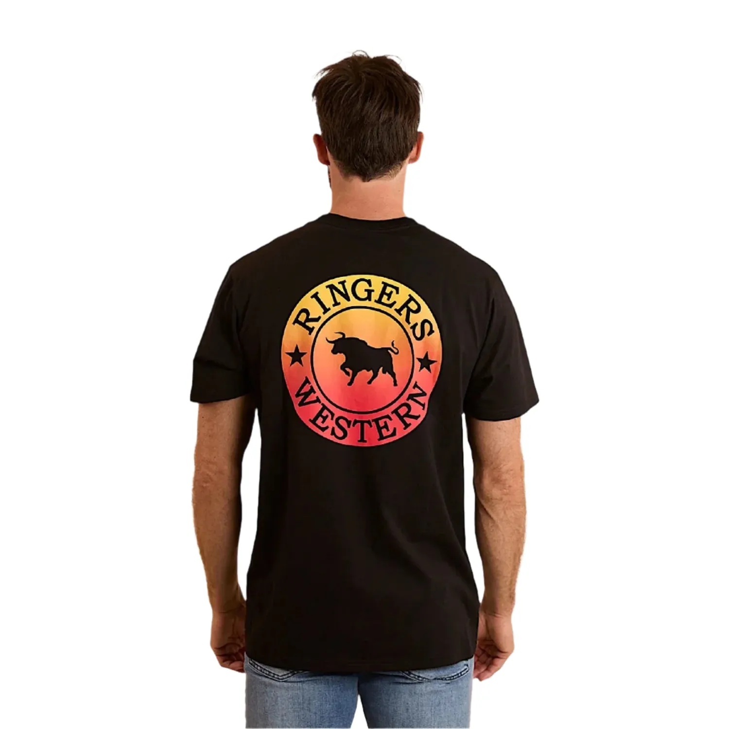 Ringers Western Men's Signature Bull Loose T-Shirt - Black Fade