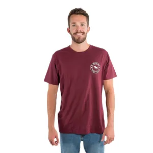 Ringers Western Men's Signature Bull Loose T-Shirt - Burgundy with White Print
