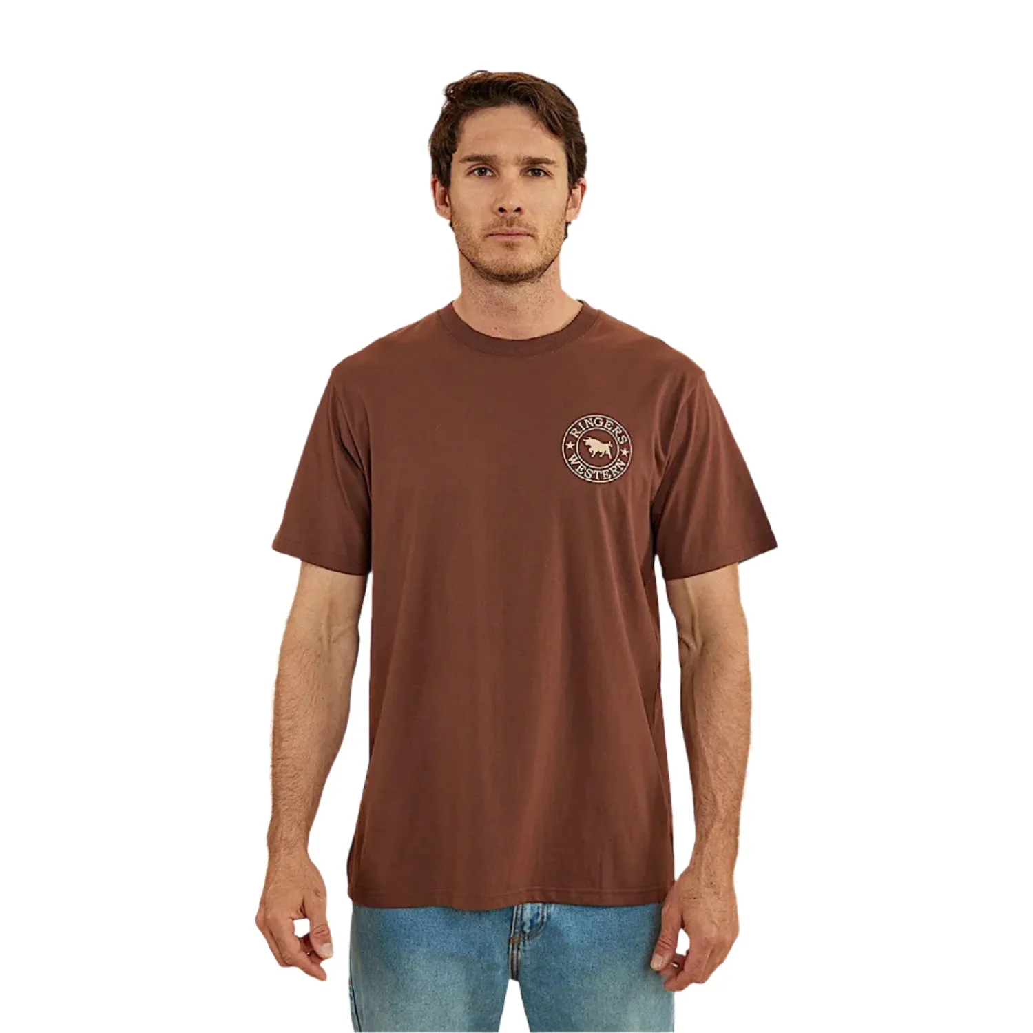 Ringers Western Men's Signature Bull Loose T-Shirt - Chocolate/Dark Sand