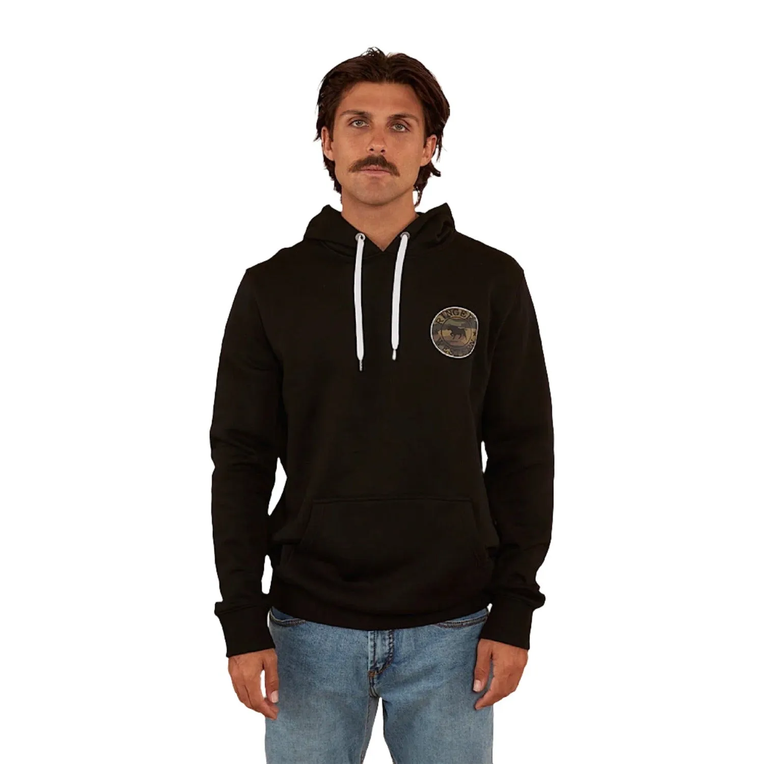 Ringers Western Men's Signature Bull Pullover Hoodie - Black with Camo Print