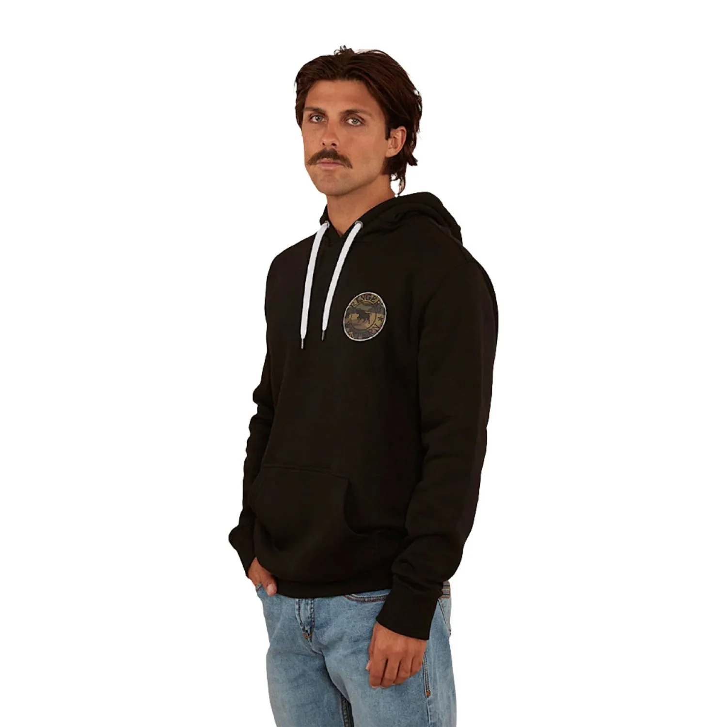 Ringers Western Men's Signature Bull Pullover Hoodie - Black with Camo Print
