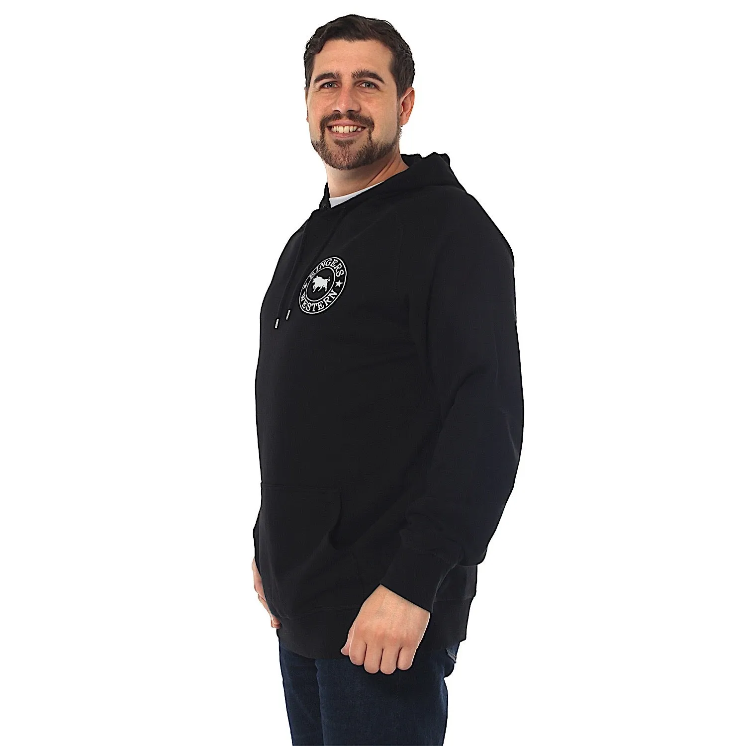 Ringers Western Men's Signature Bull Pullover Hoodie - Black with White Print