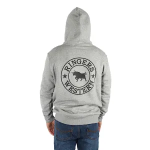 Ringers Western Men's Signature Bull Pullover Hoodie - Grey Marle/Black