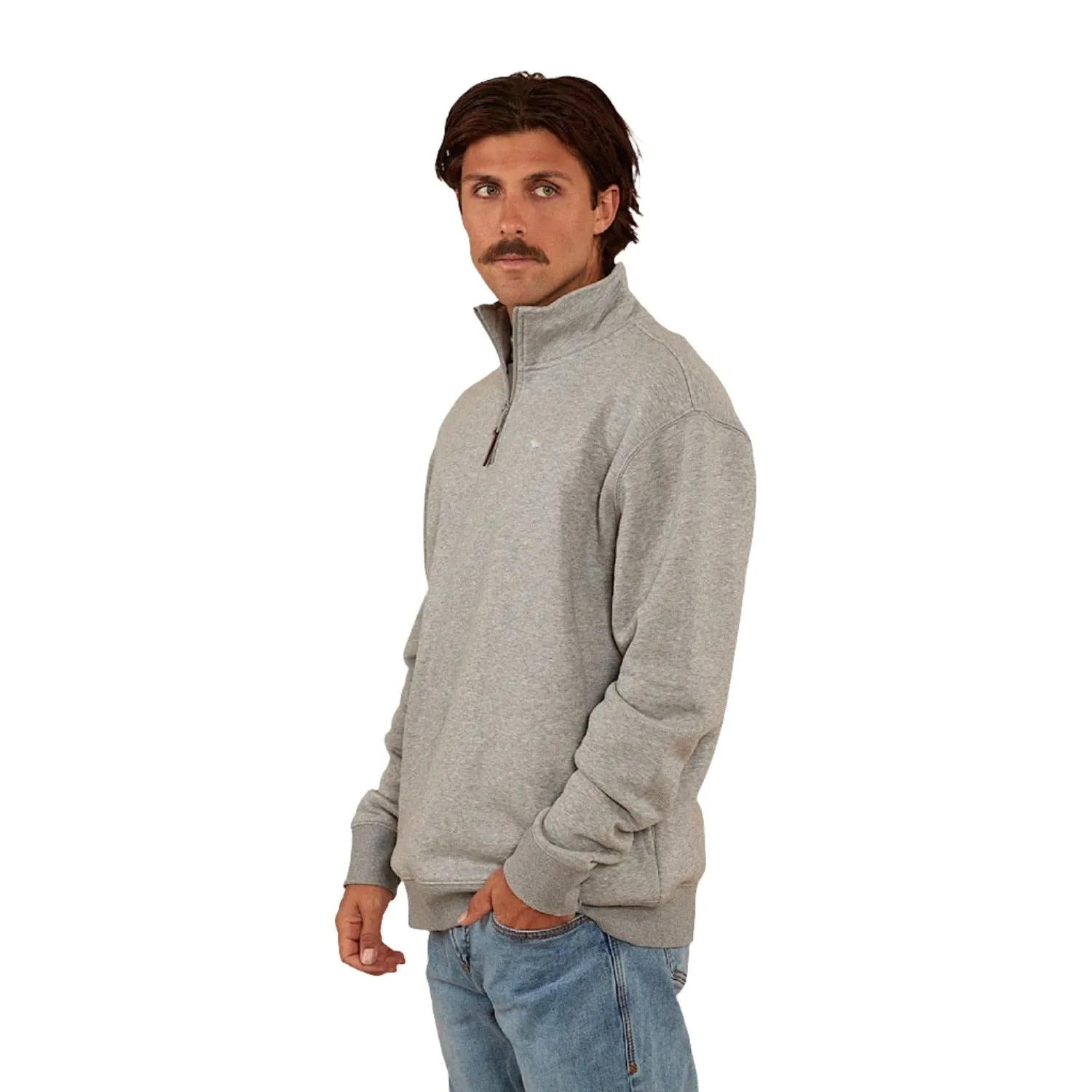 Ringers Western Men's Strand 1/4 Zip Crew - Grey Marle