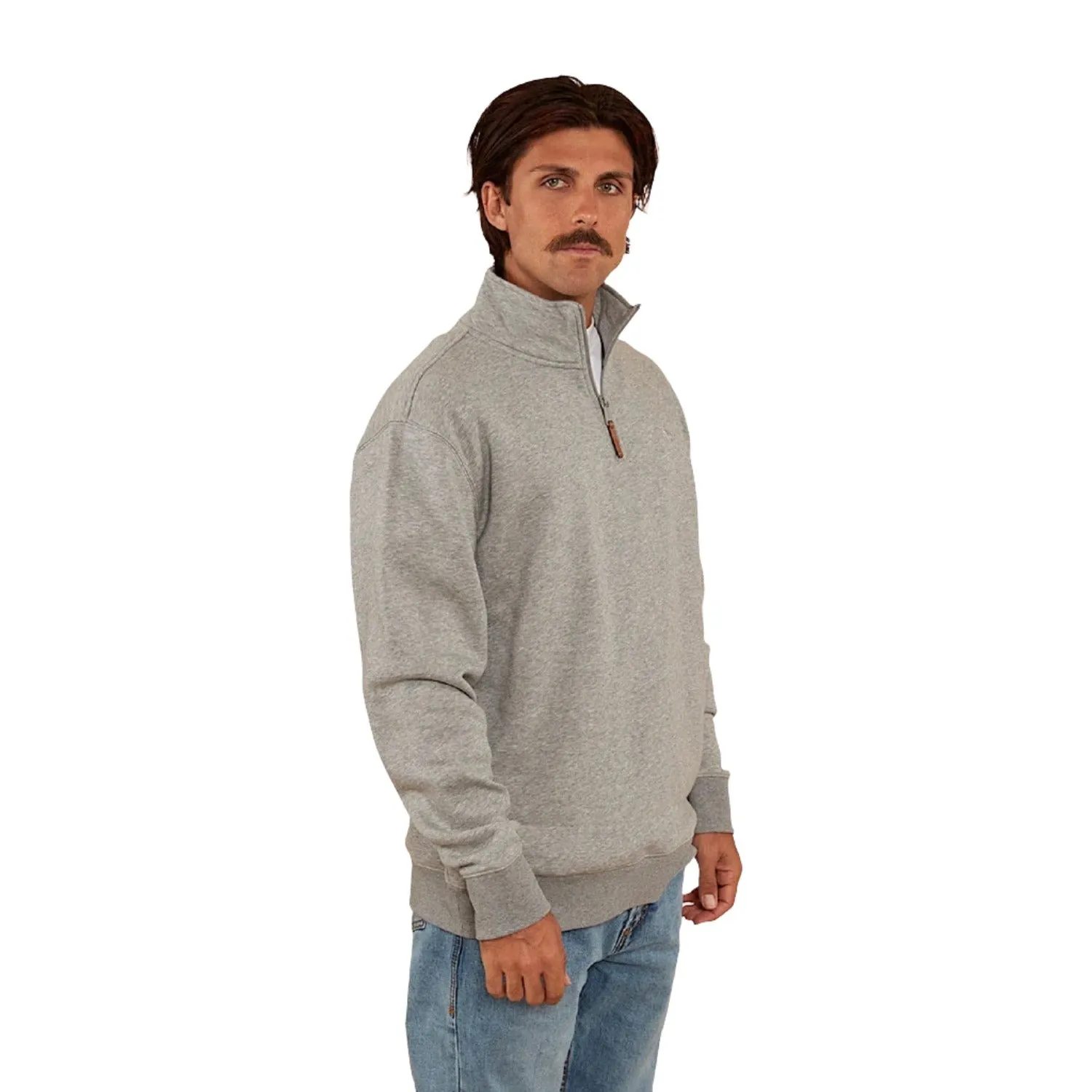Ringers Western Men's Strand 1/4 Zip Crew - Grey Marle