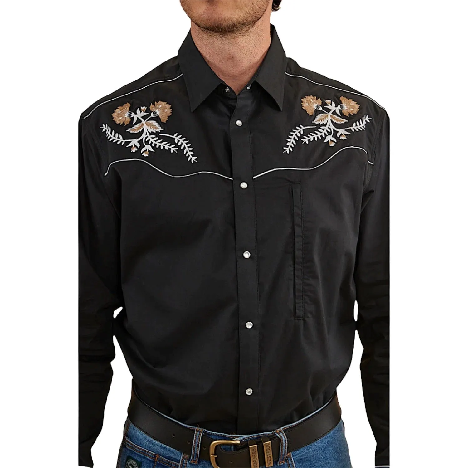 Ringers Western Neilsen Mens Western Dress Shirt - Black