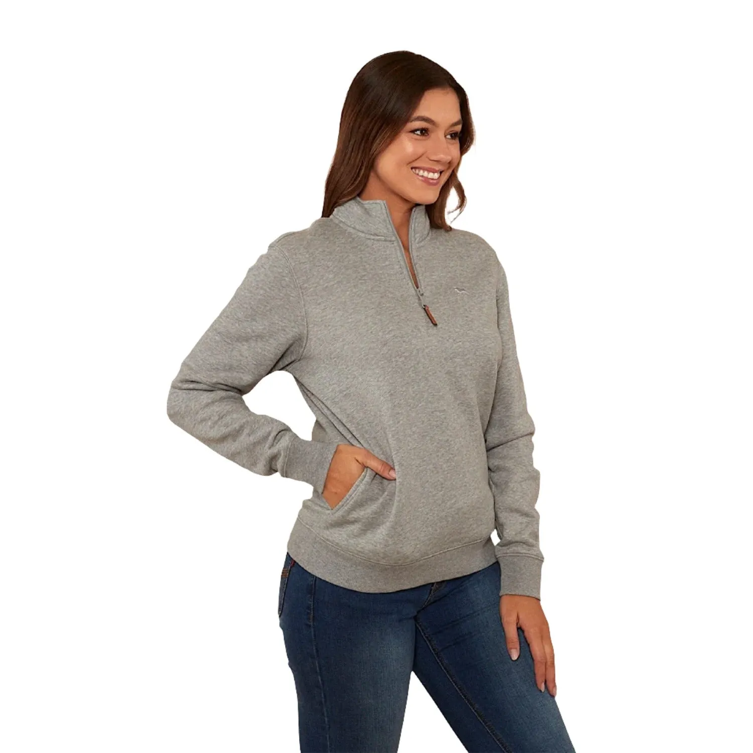 Ringers Western Peninsula Women's 1/4 Zip Crew - Grey Marle