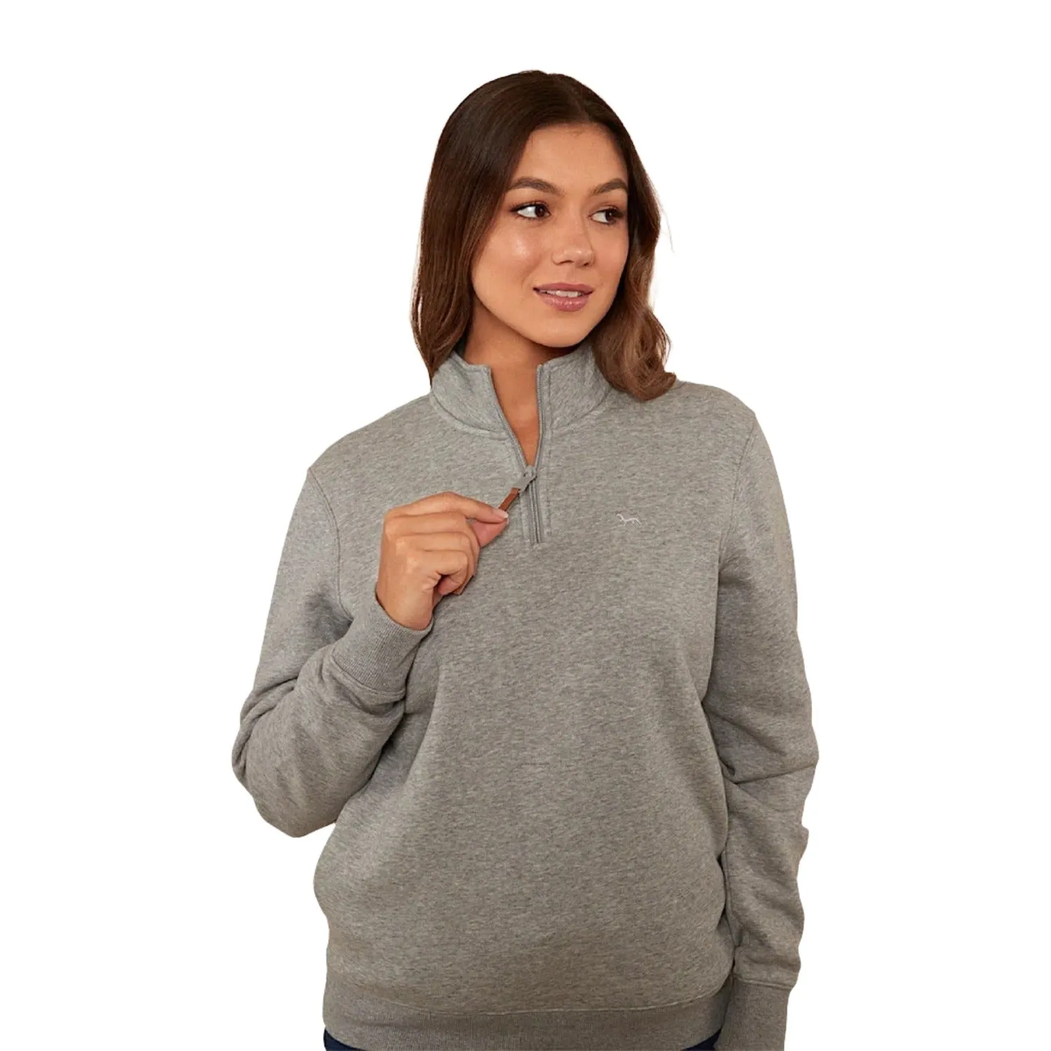 Ringers Western Peninsula Women's 1/4 Zip Crew - Grey Marle