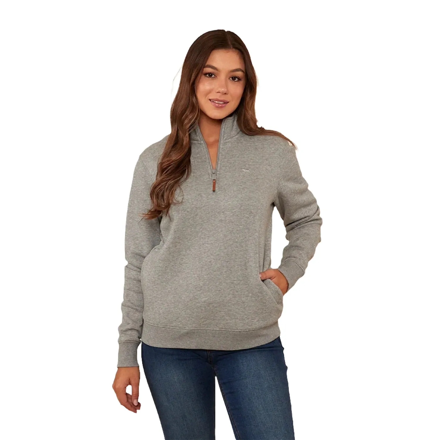 Ringers Western Peninsula Women's 1/4 Zip Crew - Grey Marle