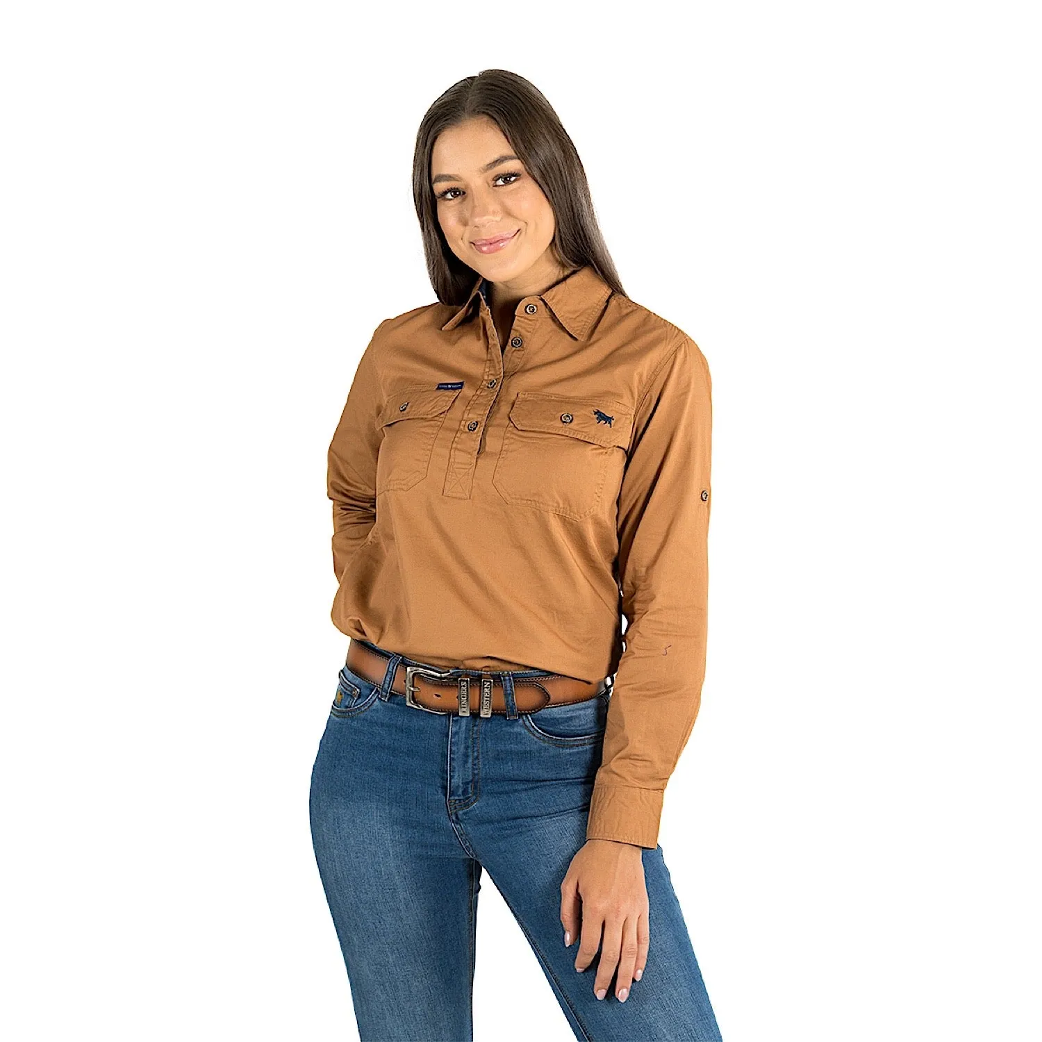 Ringers Western Pentecost River Women's Half Button Work Shirt - Rust