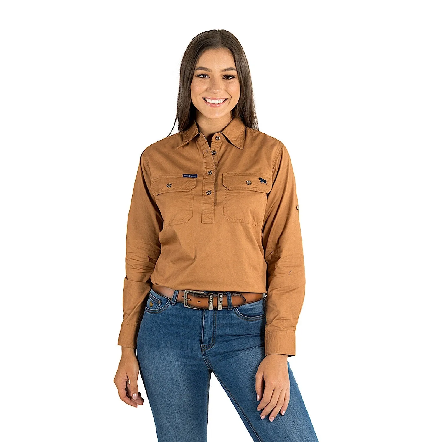Ringers Western Pentecost River Women's Half Button Work Shirt - Rust