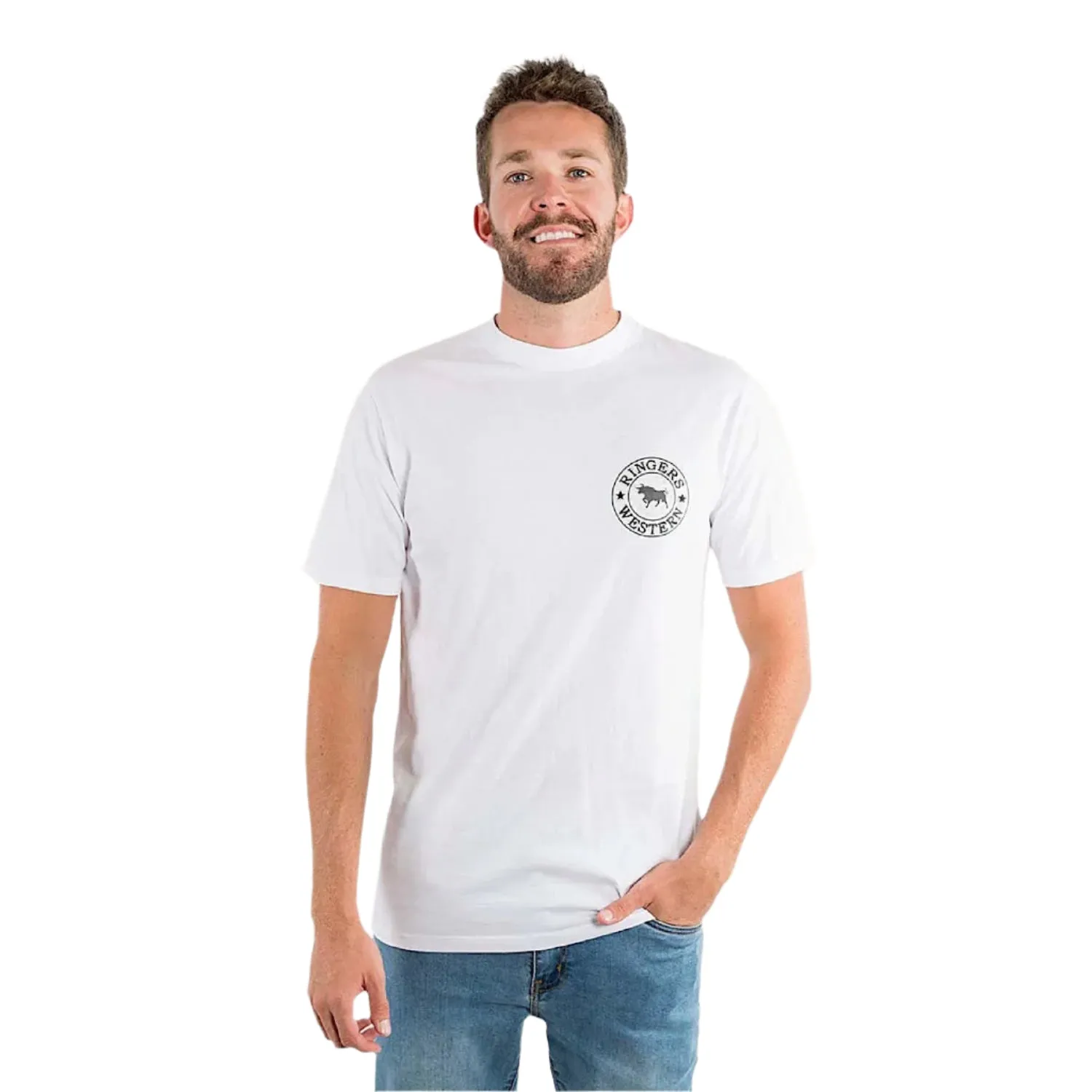 Ringers Western Signature Bull Men's Loose T-Shirt - White/Black