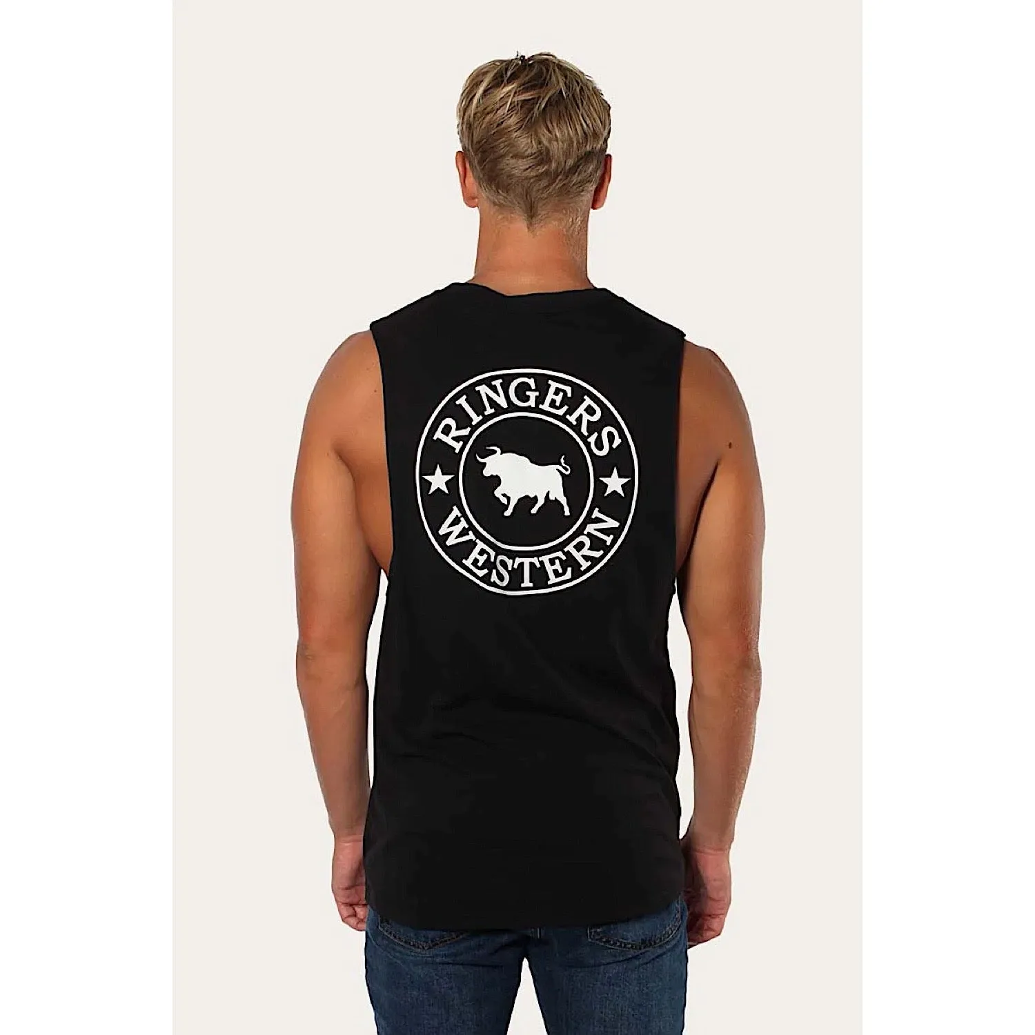 Ringers Western Signature Bull Men's Muscle Tank - Black/White