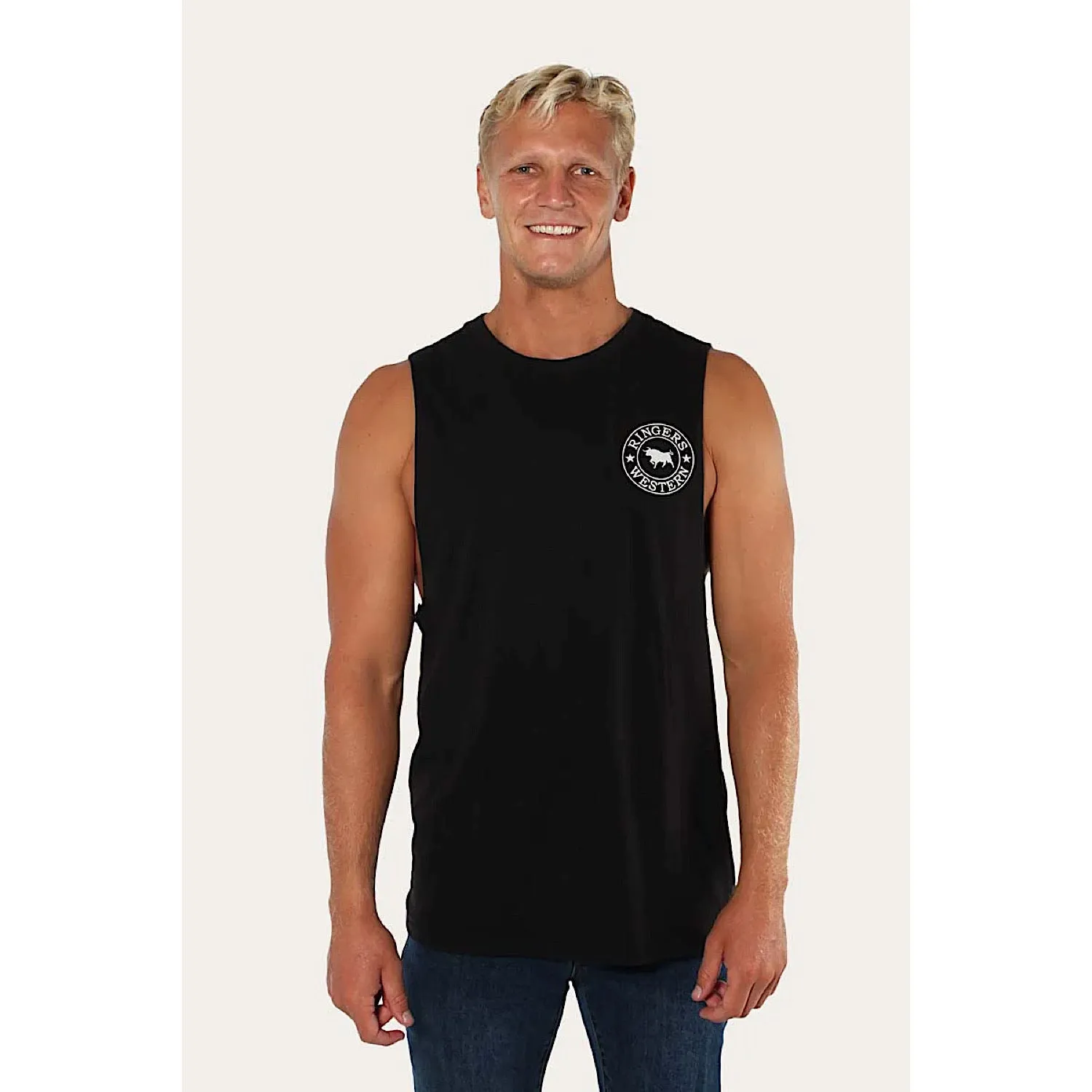 Ringers Western Signature Bull Men's Muscle Tank - Black/White