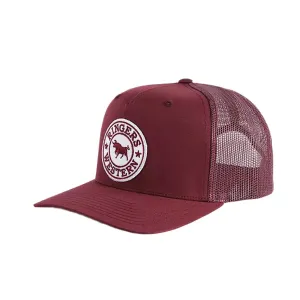 Ringers Western Signature Bull Trucker Cap - Burgundy with Burgundy & White Patch