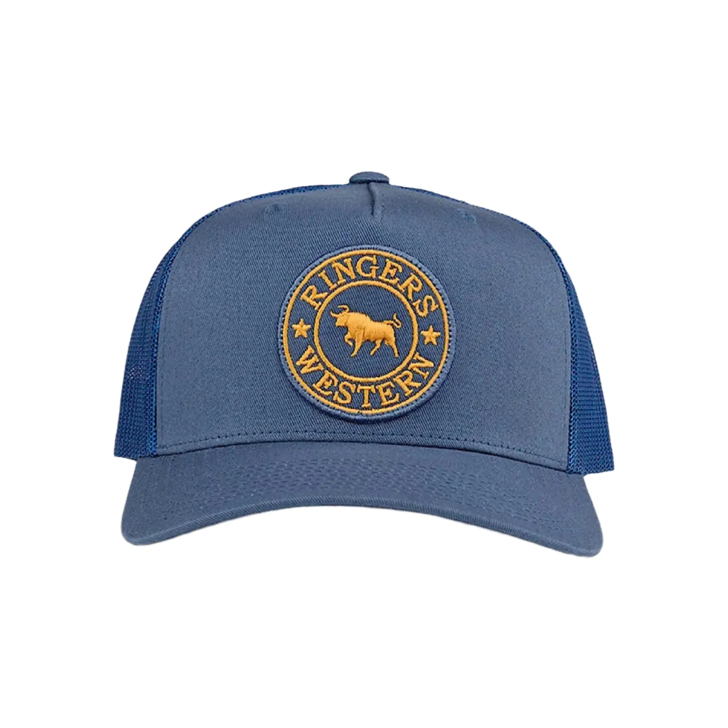 Ringers Western Signature Bull Trucker Cap - Yale Blue/Gold