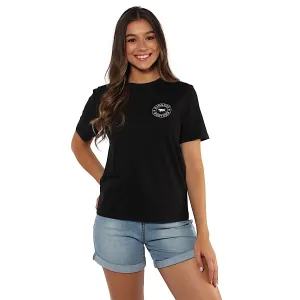 Ringers Western Signature Bull Women's Loose T-Shirt - Black with White Print