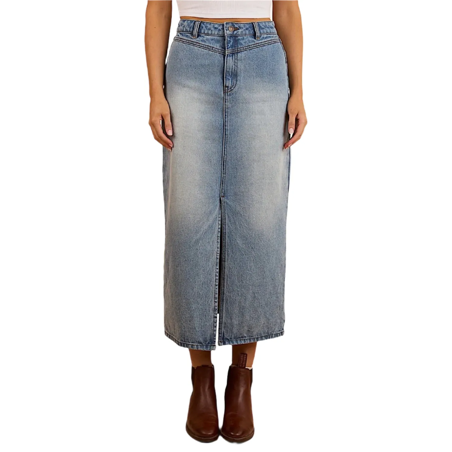 Ringers Western Women's Christa Midi Skirt - Light Wash Blue