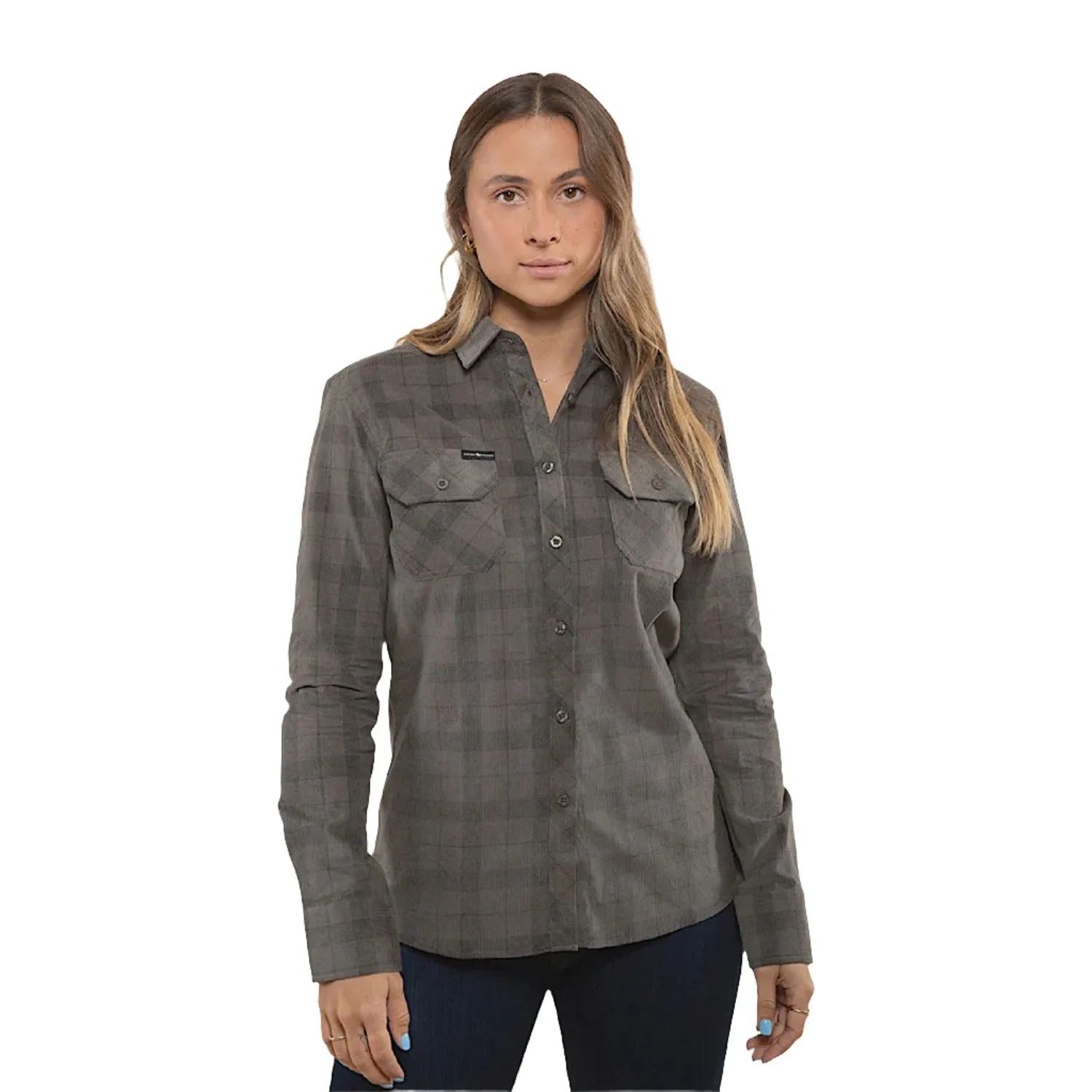 Ringers Western Women's Corduroy Long Sleeve Shirt - Charcoal
