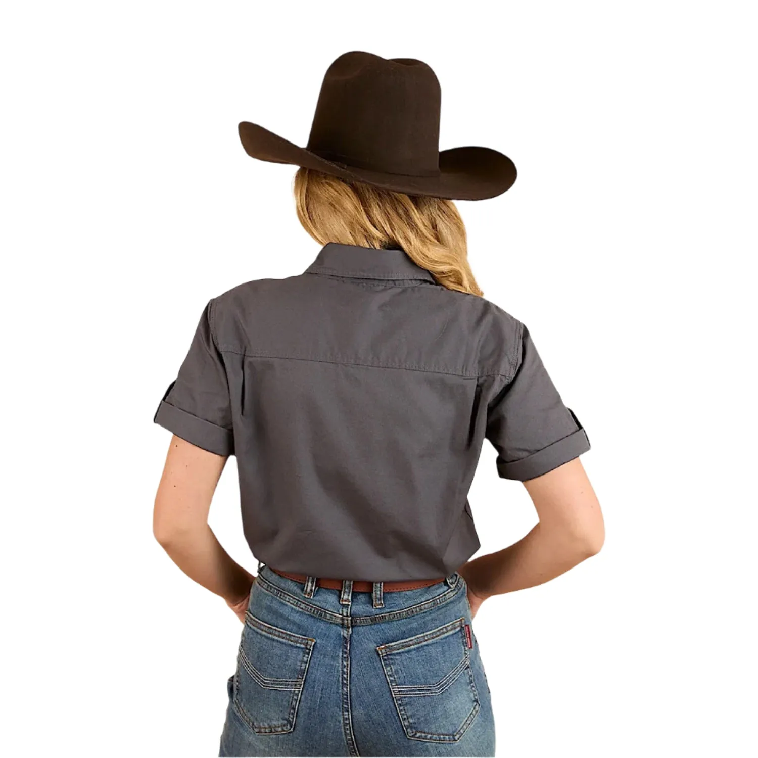 Ringers Western Women's Jules Half Button Short Sleeve Work Shirt - Magnum / Mint