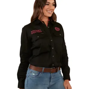 Ringers Western Women's Signature Jillaroo Full Button Work Shirt - Black/Melon