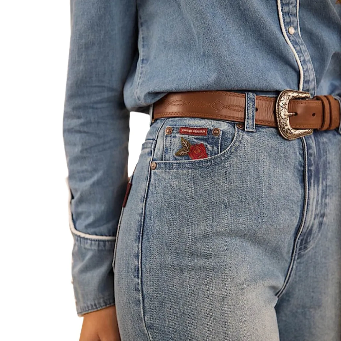 Ringers Western Women's Visalia Wide Leg Jean - Light Wash Blue
